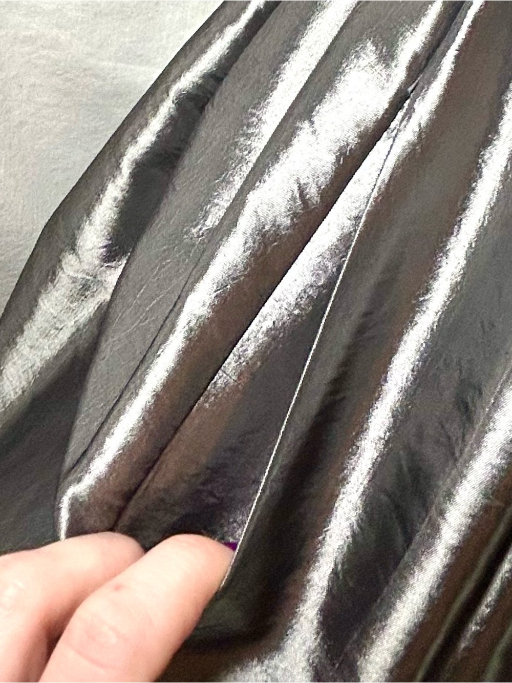Maggy London Metallic Gunmetal Taffeta Ruched Rosette Party Dress, Size S - Picture 8 of 17